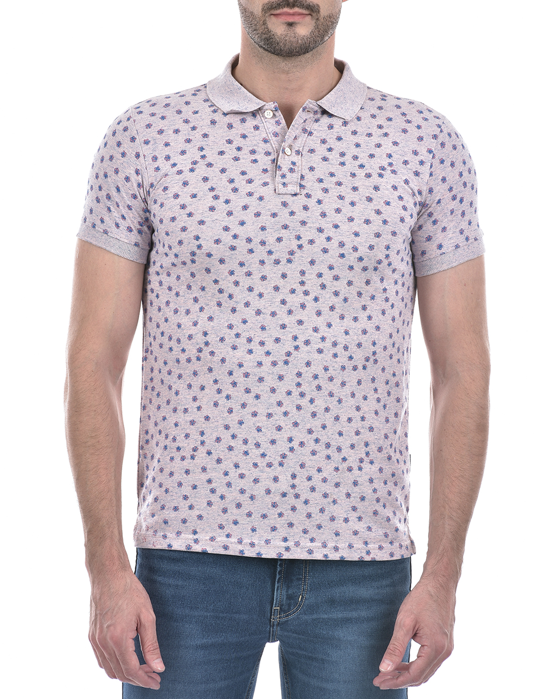 Numero Uno Men Floral Print Pink T-Shirt